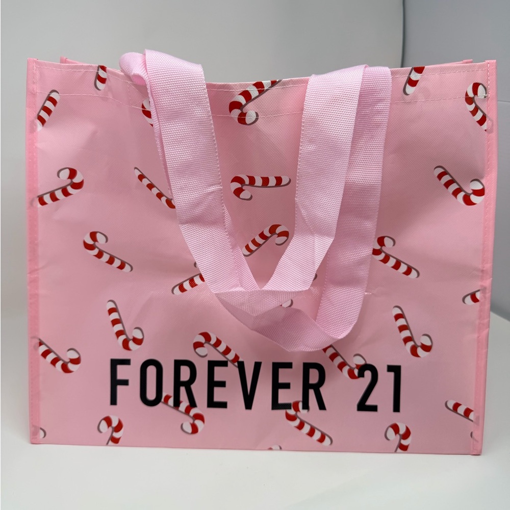 Pink Christmas Reusable Tote Bag Holiday Grocery Bags Gift Bag Shopping Bag F21